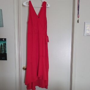Banana Republic Sleeveless Red High-Low Wrap Dress